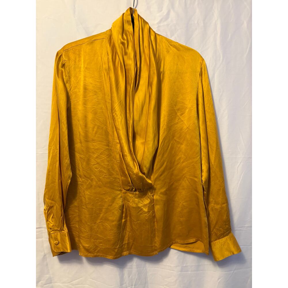 Vintage Dana Brooke Silk Cowl Neck Top Gold Yellow Sz 8